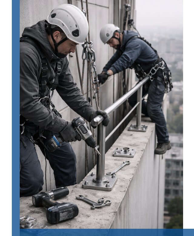 Монтаж перил на высоте в Домодедове для жилых и промобъектов