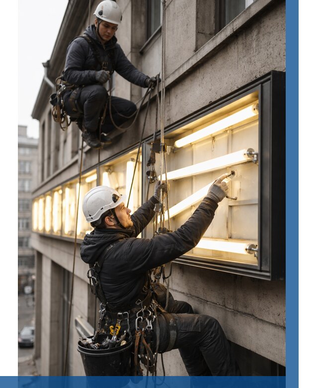 Замена ламп в вывеске в Домодедове под ключ от 3684 р. | ВЫСОТНИК-Дмд