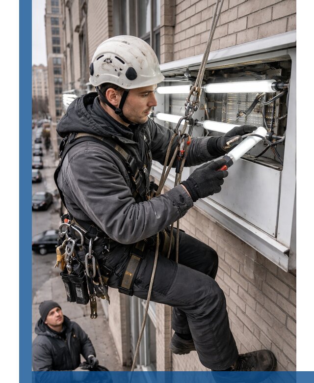 Профессиональная замена ламп в наружной вывеске в Домодедове