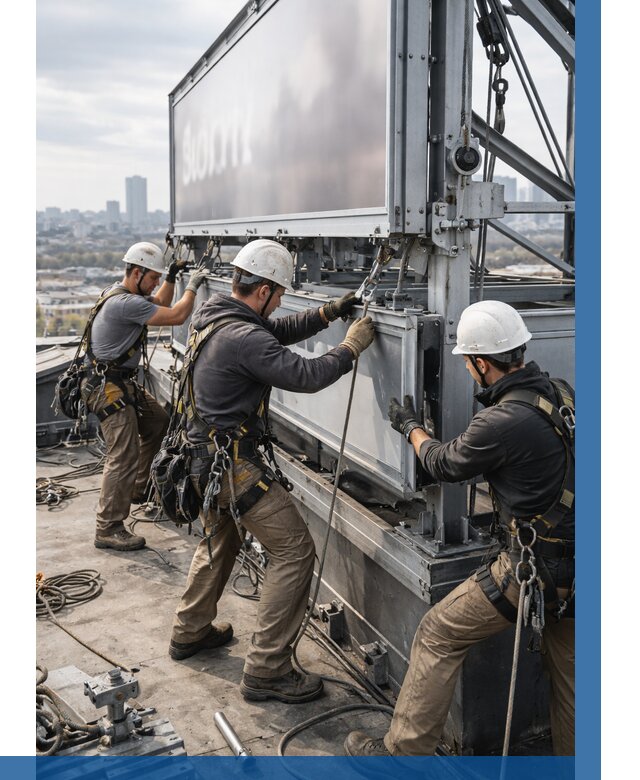 Монтаж крышной рекламной конструкции в Домодедове от 63156 р.|ВЫСОТНИК-Дмд