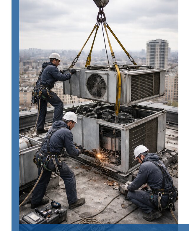 Демонтаж крышной установки в Домодедове любой сложности