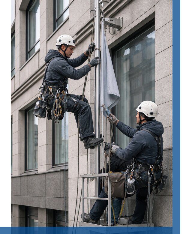 Установка флагов на фасаде в Домодедове от 4737 р. | ВЫСОТНИК-Дмд