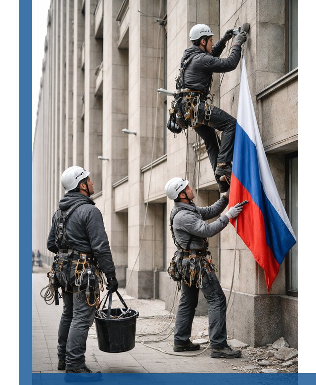 Профессиональная установка флагов на фасаде в Домодедове