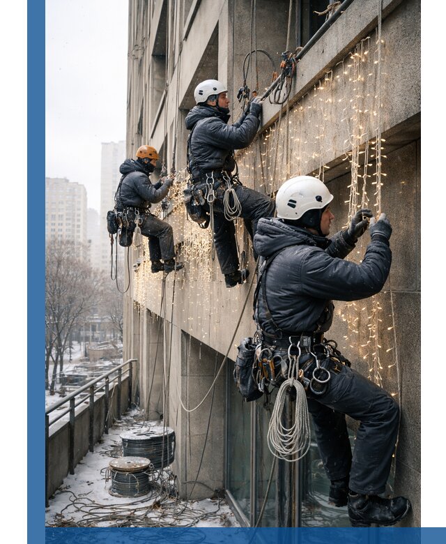 Монтаж новогодней иллюминации и украшение фасадов в Домодедове