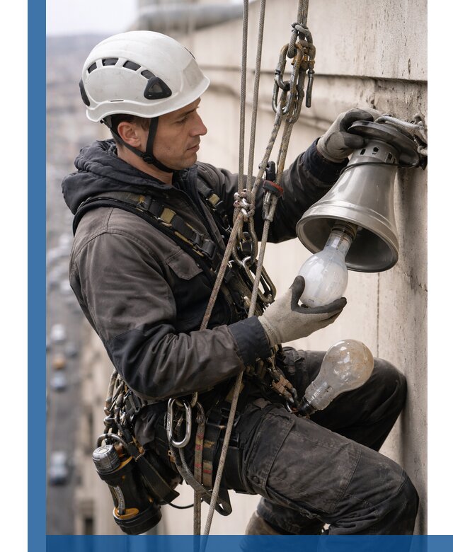 Замена ламп на высоте в Домодедове профессионально и быстро