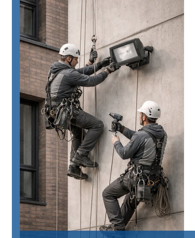 Профессиональный монтаж фасадных прожекторов в Домодедове под ключ