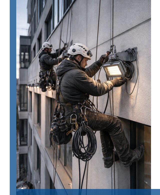 Монтаж фасадного освещения в Домодедове установка и подключение