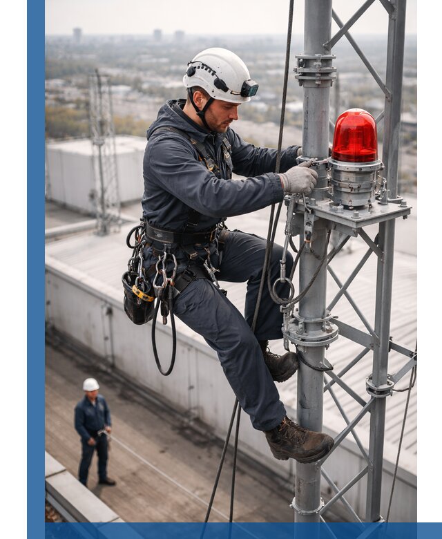 Монтаж заградительных огней и обслуживание объектов в Домодедове