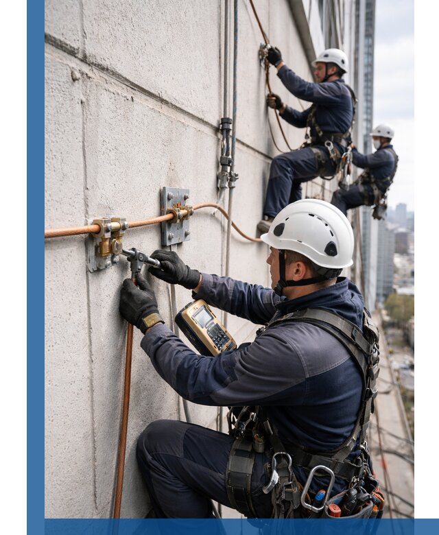 Монтаж системы заземления здания и молниезащиты в Домодедове