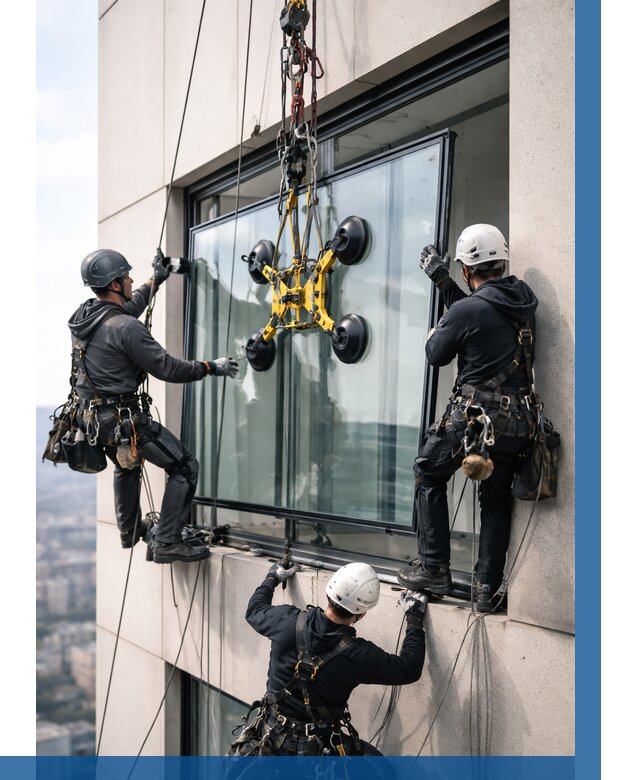 Монтаж стеклопакетов на высоте в Домодедове от 3368 р. | ВЫСОТНИК-Дмд