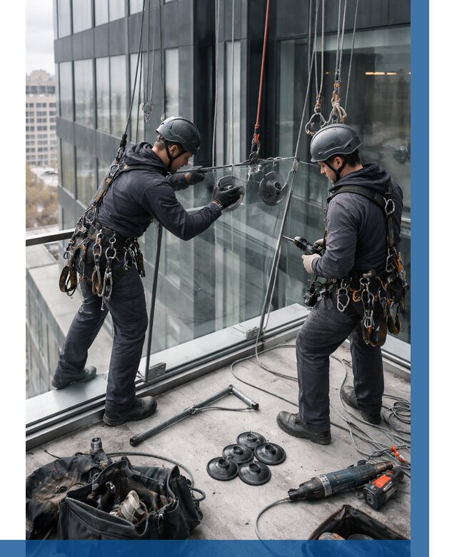 Монтаж стеклянных ограждений в Домодедове от 2632 р. | ВЫСОТНИК-Дмд