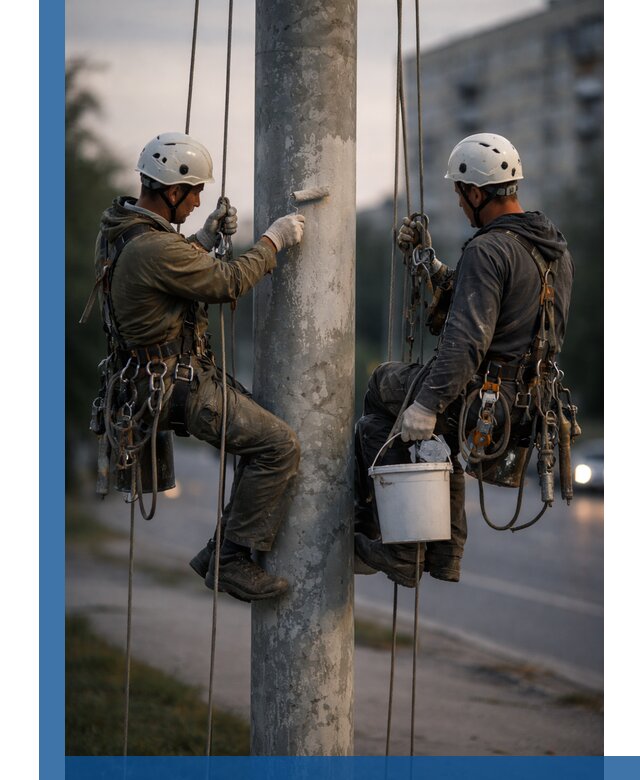 Покраска опор освещения и антикоррозийная защита в Домодедове
