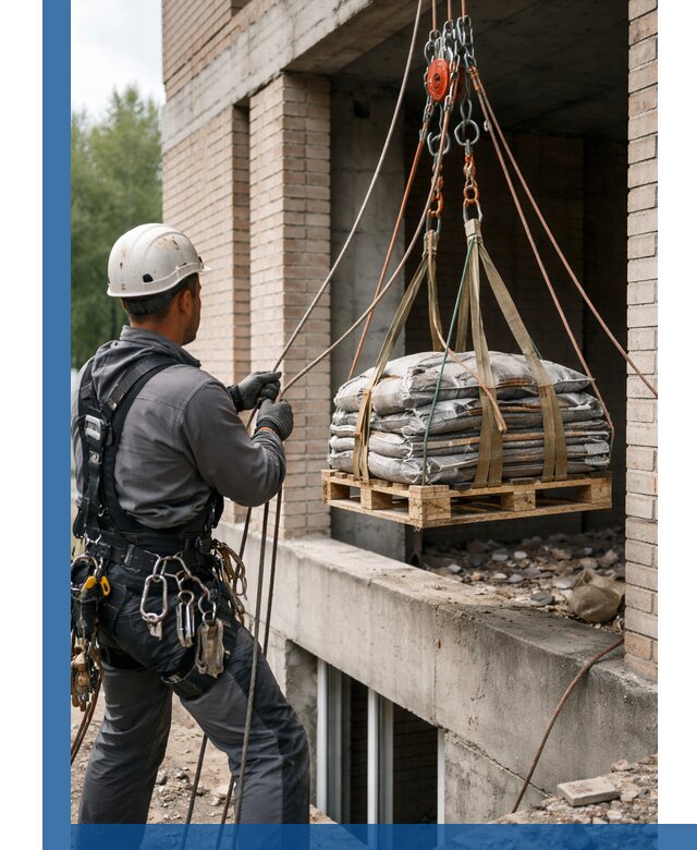 Подъем материалов на этаж веревками в Домодедове оперативно