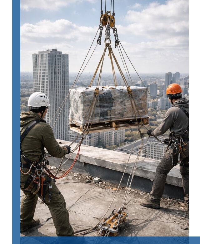 Подъем и монтаж крупногабаритных грузов на крышу в Домодедове
