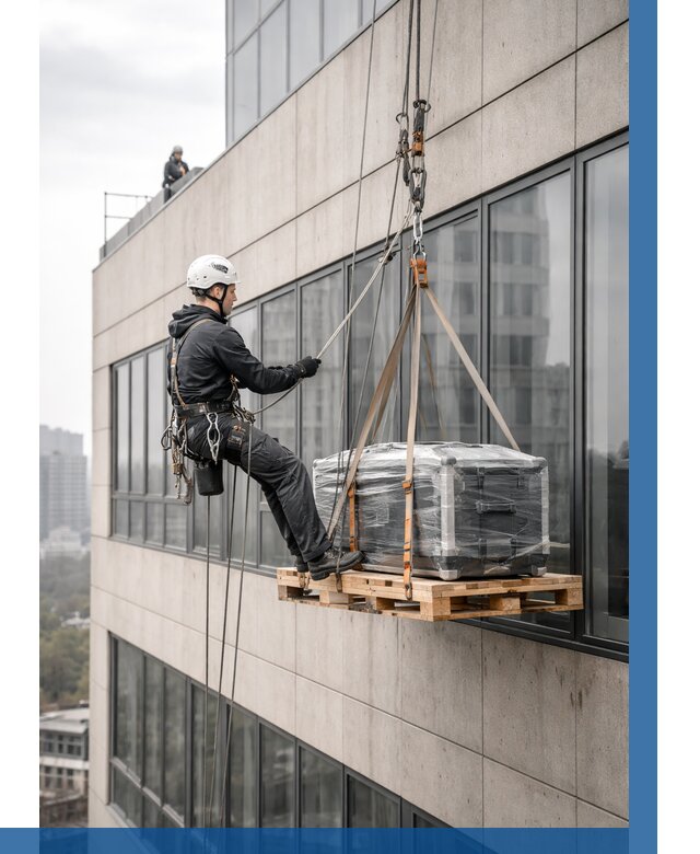 Спуск груза по фасаду в Домодедове от 3684 р. | ВЫСОТНИК-Дмд