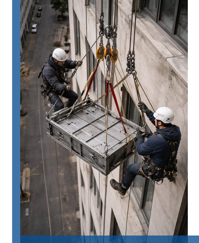 Спуск и подъем грузов по фасаду в Домодедове для зданий