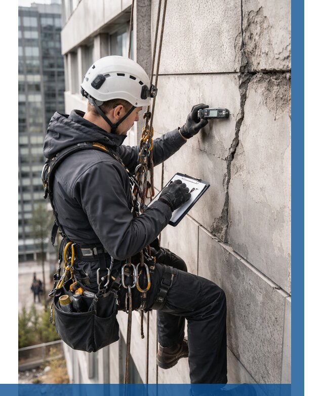 Обследование фасада альпинистами в Домодедове от 126 р. | ВЫСОТНИК-Дмд