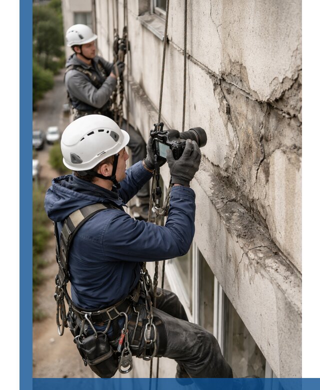 Фотофиксация дефектов фасада с высотной съемкой в Домодедове